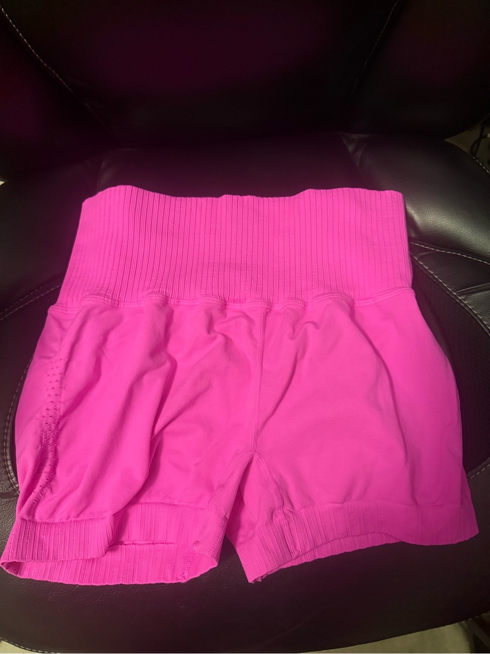 Free People High-Waist Ribbed Short - Hot Pink